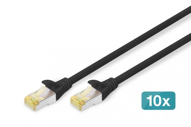 Câble de brassage CAT 6A S/FTP, 10 pièces 3,0 m | noir