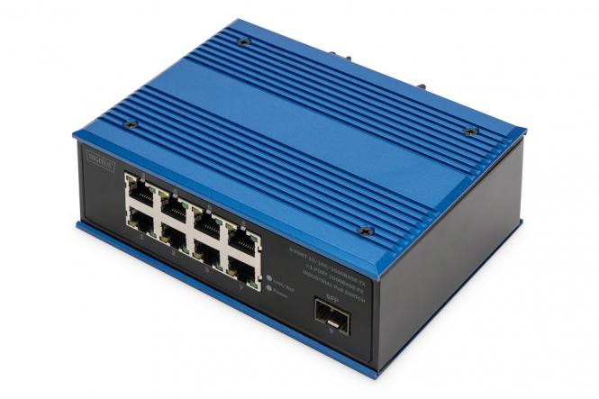 8-Port 10/100/1000BASE-TX+1-Port 1000Base-FX Industrial PoE Switch 