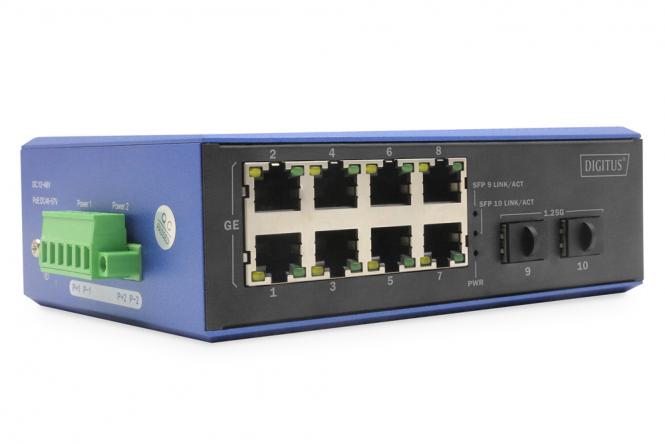 Industrial 8 + 2 -Port Gigabit PoE Switch 