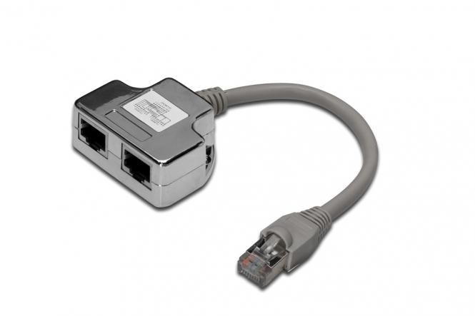 Adaptateur de câble de brassage CAT 5e, 2x CAT 5e, blindé 