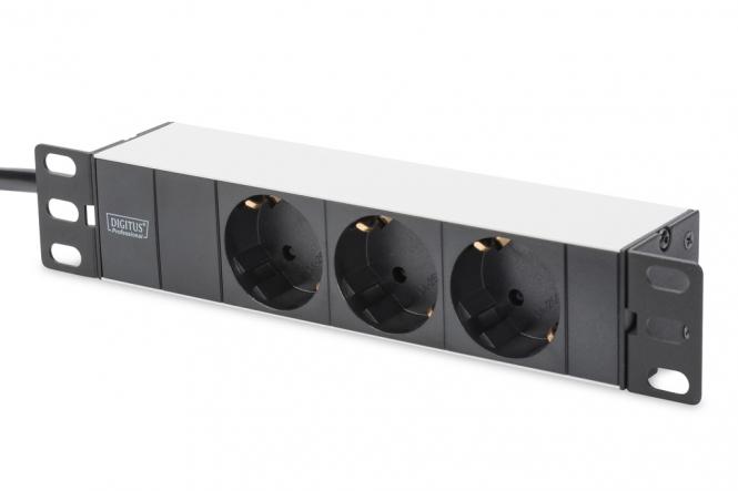 Bloc multiprise avec profilé en aluminium, prise électrique à  contact de protection avec 3 sorties, connecteur à  contact de protection pour câble d'alimentation de 2 m 