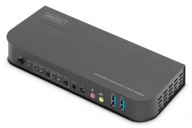 KVM-Switch, 2-Port, 4K60Hz, 2 x DP in, 1 x DP/HDMI out 