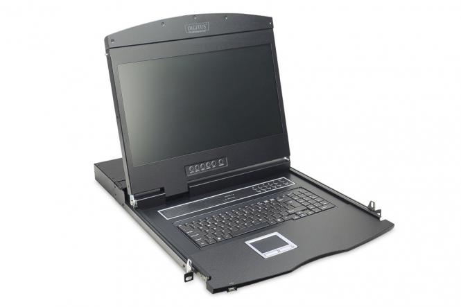 Modulare Konsole mit 19-Zoll TFT (48,3cm), 16-Port KVM + Touchpad, italienischer Tastatur 