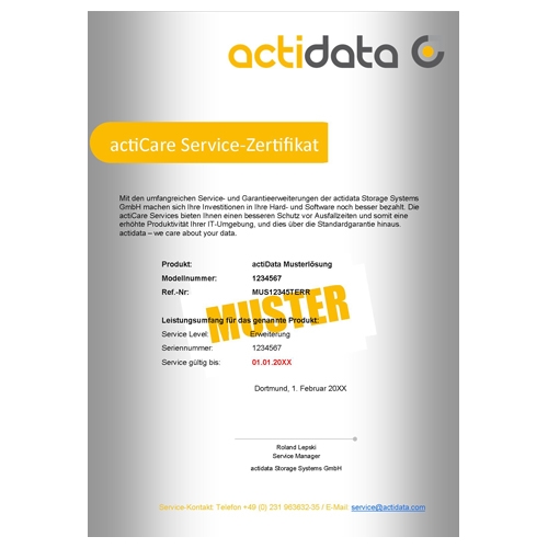 1 Jahr actiCare Vor-Ort Service 