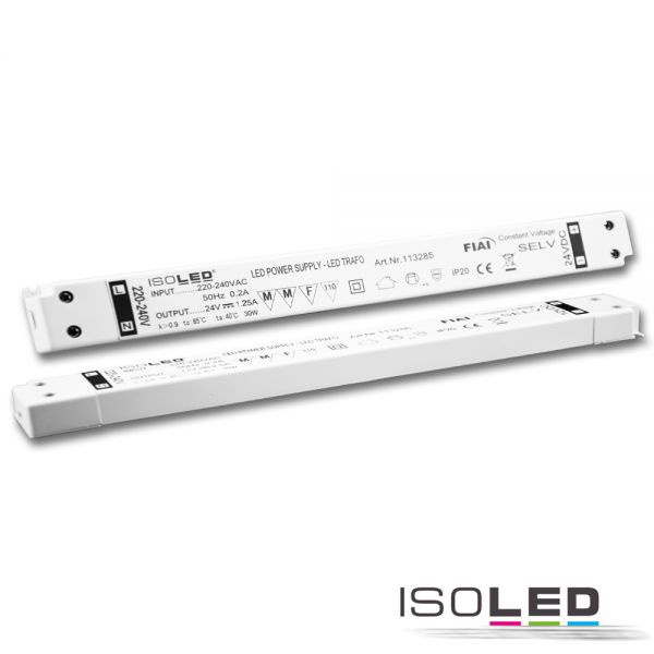 Transformateur LED 24V/DC, 0-30W, slim 