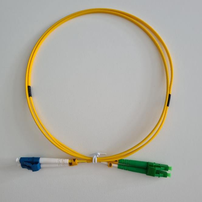 Duplex Jumper LC-LC/APC8° 9/125µ, OS2, LSZH, gelb, 2,0mm 
