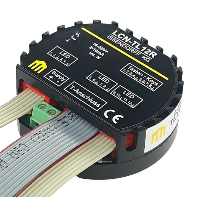 Adaptateur de tableau pour 12 LED et 8 touches, boîtier encastré, selon cathode (-) 