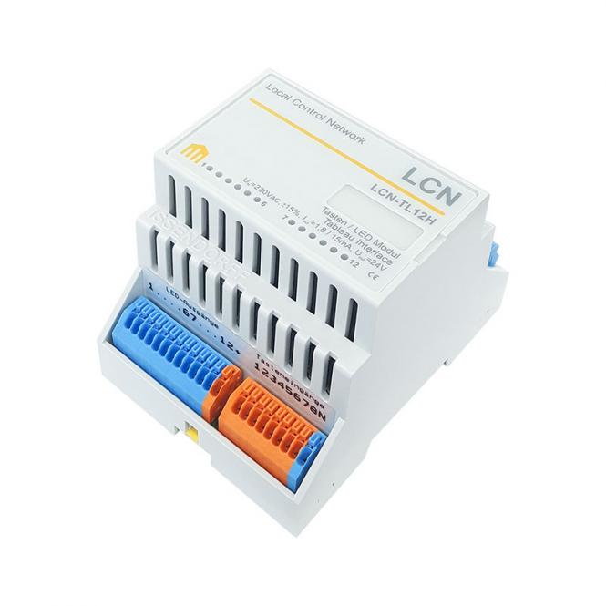 Adaptateur de tableau pour 12 LED et 8 boutons, rail DIN, selon anode (+) 