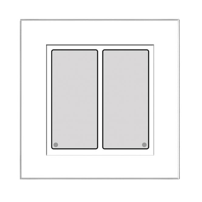 Glas-Tastenfeld weiß, 2 Tasten, Corona-Licht, I-Anschluss 