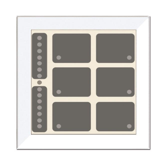 GT8 mit schmalem Rahmen, weiß, mit 6 + 2 Tasten, 6 LEDs, BarGraph LED, integr. TS 