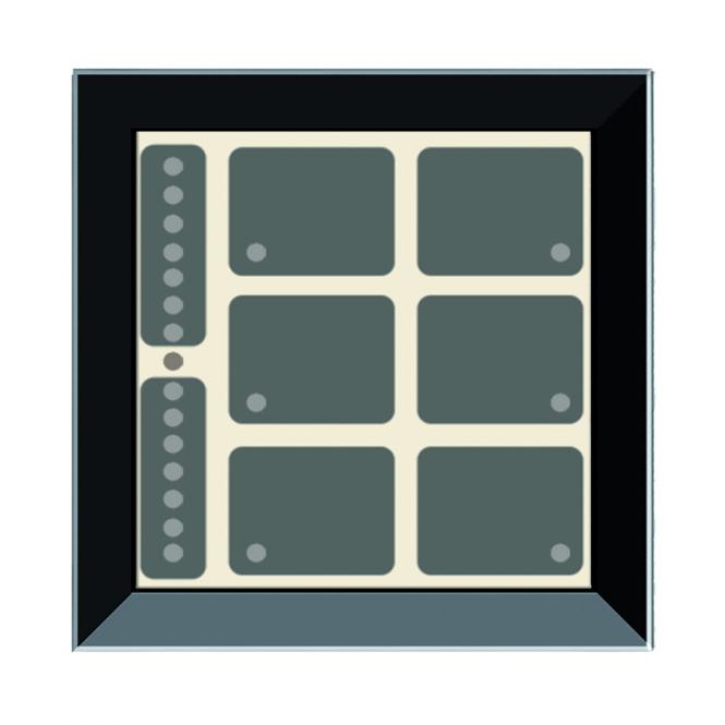 GT8 Rahmen, schmal, schwarz, 6 + 2 Tasten, 6 LEDs, BarGraph LED, integr. TS 