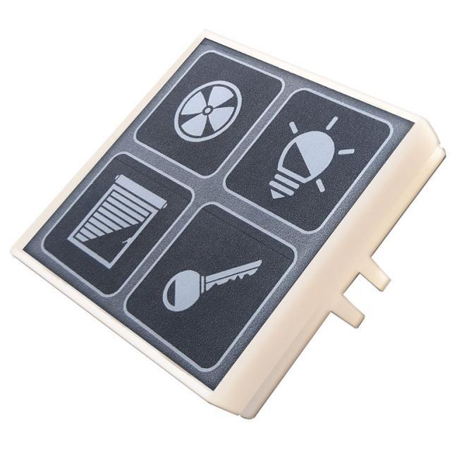 Mechanischer Taster 4-fach mit Beleuchtung + Status-LEDs, transluzent 