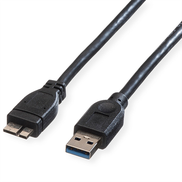 Câble USB 3.2 Gen 1, A M - Micro A M, noir, 0,8m 