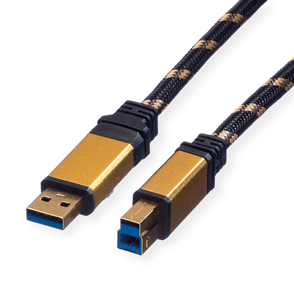GOLD USB 3.2 Gen 1 Kabel, Typ A-B, 0,8m 