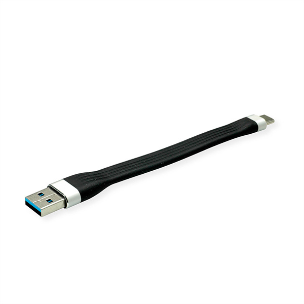 USB 3.2 Gen 1 Silikonkabel, A-C, ST/ST, schwarz, 11,0cm 
