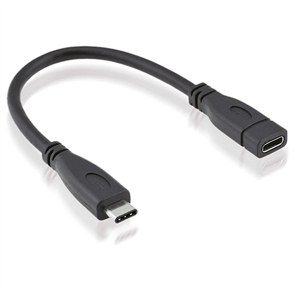 Câble USB 3.2 Gen 2 Type C, C-C, M/F, noir, 0,15m 