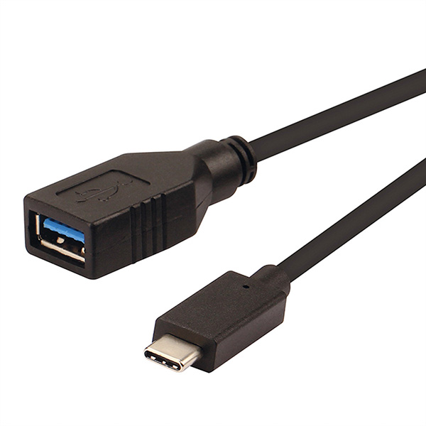 Câble USB 3.2 Gen 1, type C - A, M/F, OTG, noir, 0,15m 