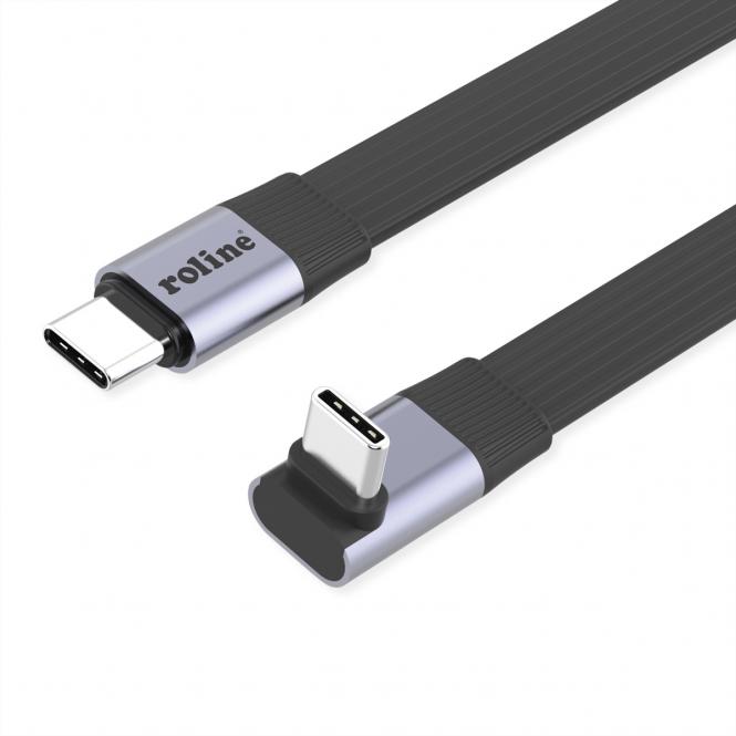USB4 2.0 Flachkabel, C-C, ST/ST, 8K UHD-2, 80Gbit/s, 240W, schwarz, 0,8m 