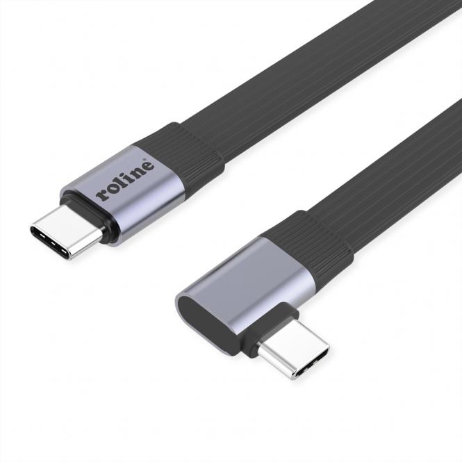 USB4 2.0 Flachkabel, C-C, ST/ST, 8K UHD-2, 80Gbit/s, 240W, schwarz, 0,13m 
