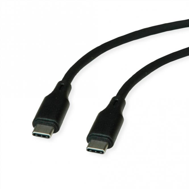 USB 2.0 Kabel, Typ C-C, ST/ST, Silikon, 60W, schwarz, 1m 