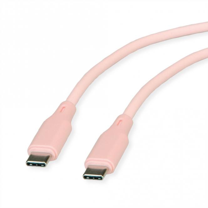 USB 2.0 Kabel, Typ C-C, ST/ST, Silikon, 60W, pink, 1m 