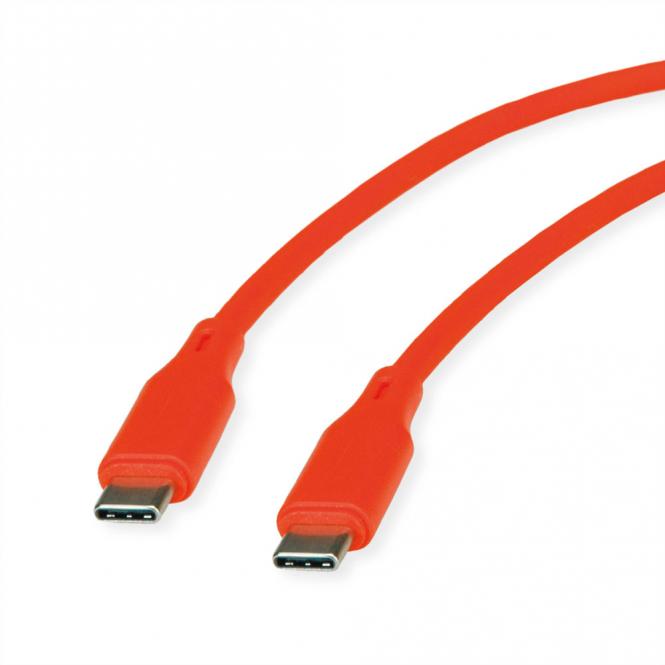 USB 2.0 Kabel, Typ C-C, ST/ST, Silikon, 60W, orange, 1m 