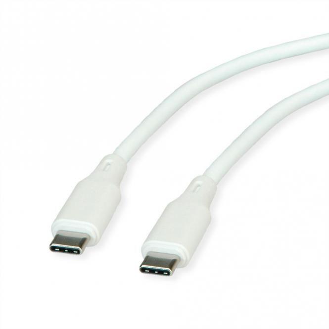 USB 2.0 Kabel, Typ C-C, ST/ST, Silikon, 60W, weiß, 1m 