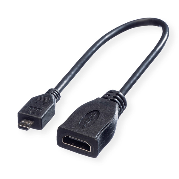 HDMI Kabel, mit Ethernet, HDMI Buchse zu Micro HDMI Stecker, 0,15m 