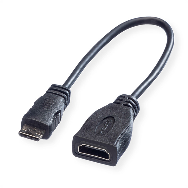 HDMI Kabel, mit Ethernet, HDMI Buchse zu Mini HDMI Stecker, 0,15m 