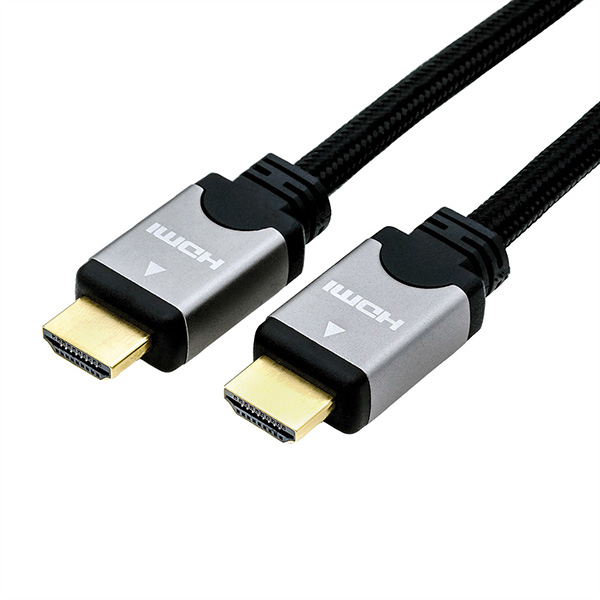 HDMI High Speed Kabel mit Ethernet, Stecker/Stecker, schwarz/silber, 1,5m 
