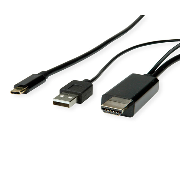 USB Typ C - HDMI + USB A Adapterkabel, ST/ST, 1m 