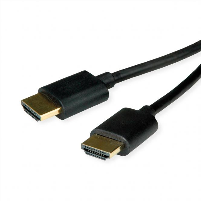 HDMI High Speed Kabel mit Ethernet, Slim, ST-ST, schwarz, 5m 