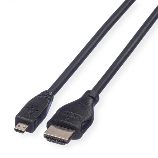 HDMI High Speed Kabel mit Ethernet, HDMI ST - Micro HDMI ST, 2m 