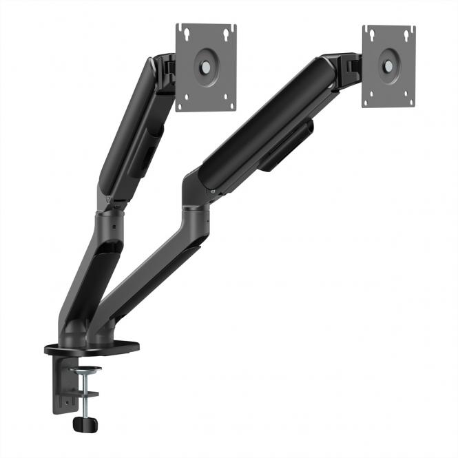 Dual-Monitorarm, Mechanische Feder, 17-32 Zoll, max. 2x 10kg, schwarz 