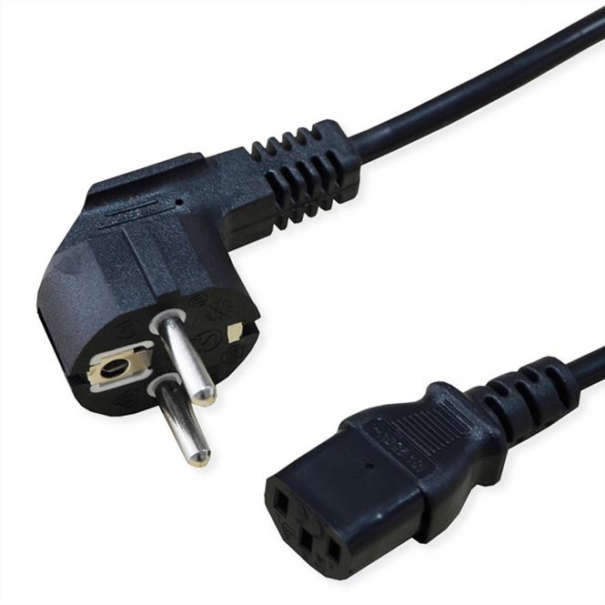 Netzkabel, gerade IEC-Buchse, Schutzkontakt CEE 7/7 auf Kaltgeräte C13, schwarz, 1,8m 