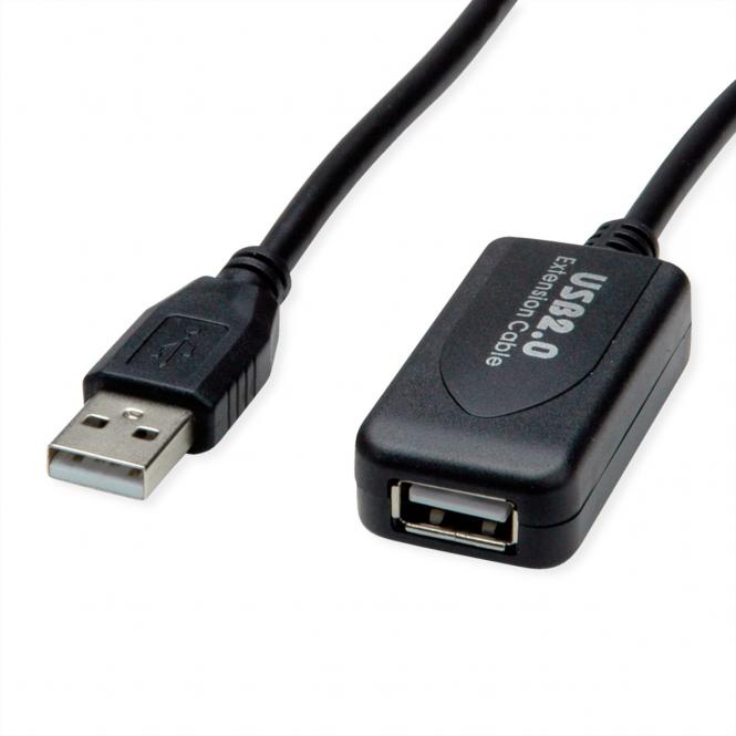 USB 2.0 Verlängerung, aktiv, mit Repeater, schwarz, 10m 