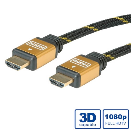 Highspeed HDMI Kabel, mit Ethernet, Stecker/Stecker, Gold 