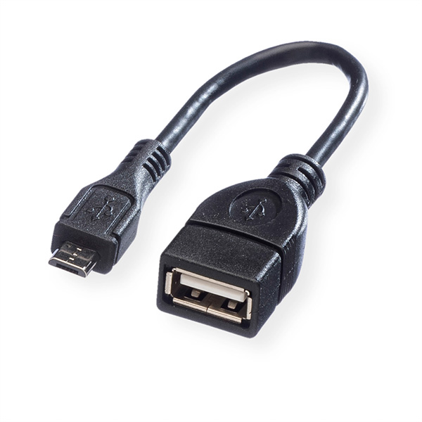 Câble USB 2.0, USB A femellle - Micro USB B mâle, OTG, 0,15m 
