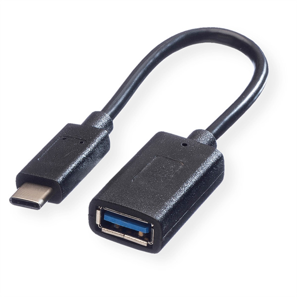 Câble USB 3.2 Gen 1, USB 3.2 Gen 2 Type C - A, M/F, OTG, noir, 0,15m 