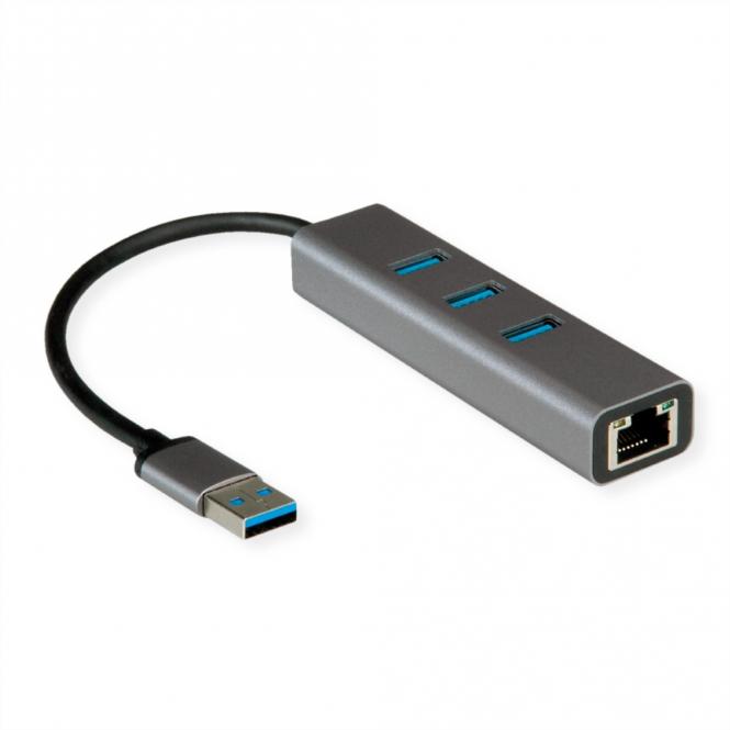 Convertisseur USB 3.2 Gen 1 - Gigabit Ethernet + Hub 3 ports 