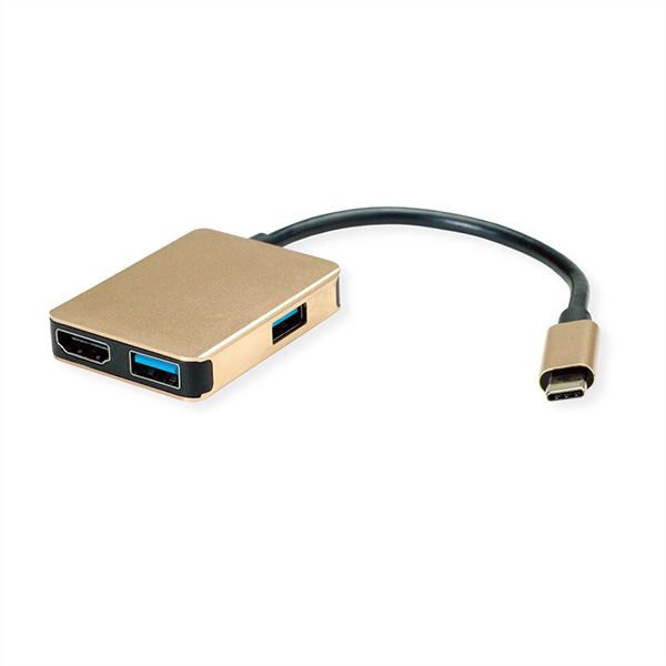 GOLD USB Typ C Dockingstation, HDMI 4K, 2x USB 3.2 Gen 1, 1x PD 