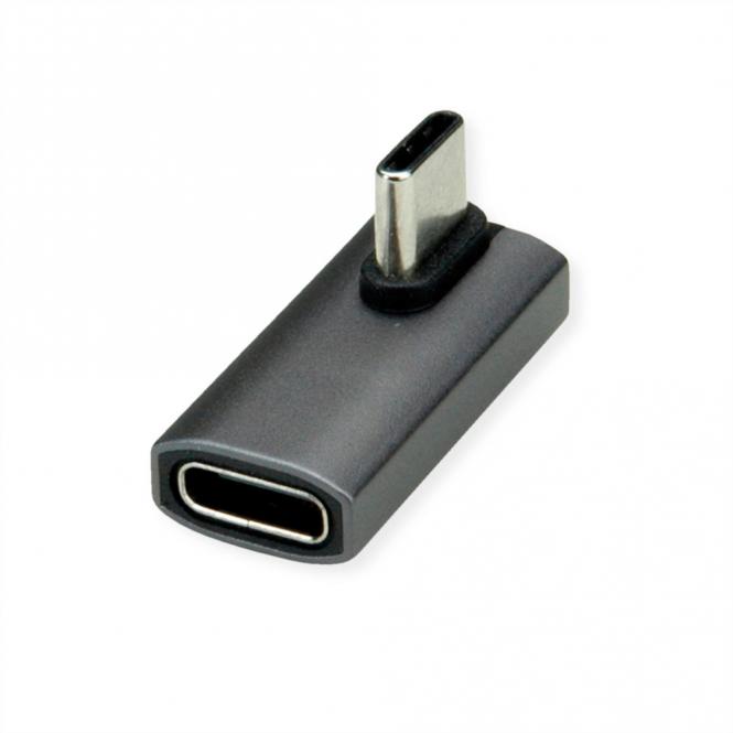 Adaptateur USB4 Gen 3x2, Aluminium, coudé à 90°, Type C, M/F, argent 