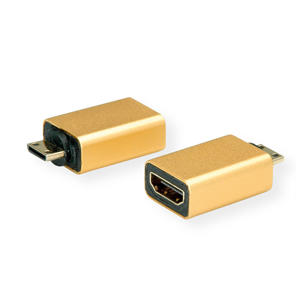 GOLD HDMI-Adapter, HDMI Buchse zu HDMI Mini Stecker 