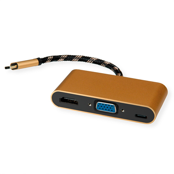 GOLD Display Adapter USB Typ C zu VGA / HDMI / C (PD) 