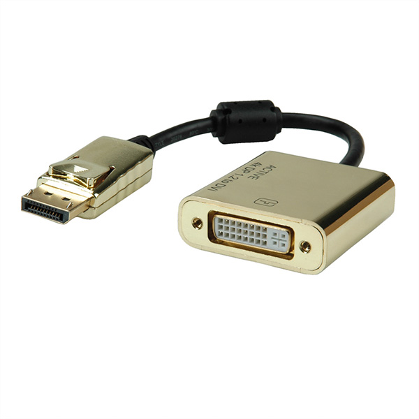 GOLD 4K2K DisplayPort-DVI Adapter, Aktiv, v1.2, DP Stecker auf DVI Buchse 