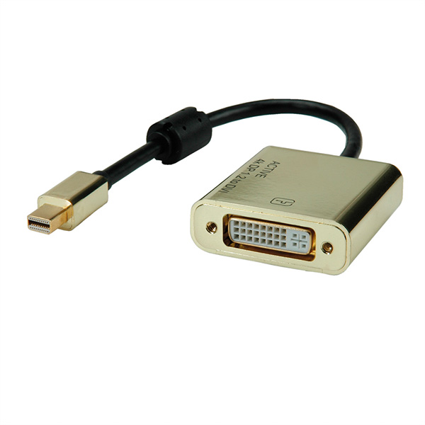 4K Mini DisplayPort-DVI Adapter, Aktiv, v1.2, gold, Mini DP Stecker auf DVI Buchse 