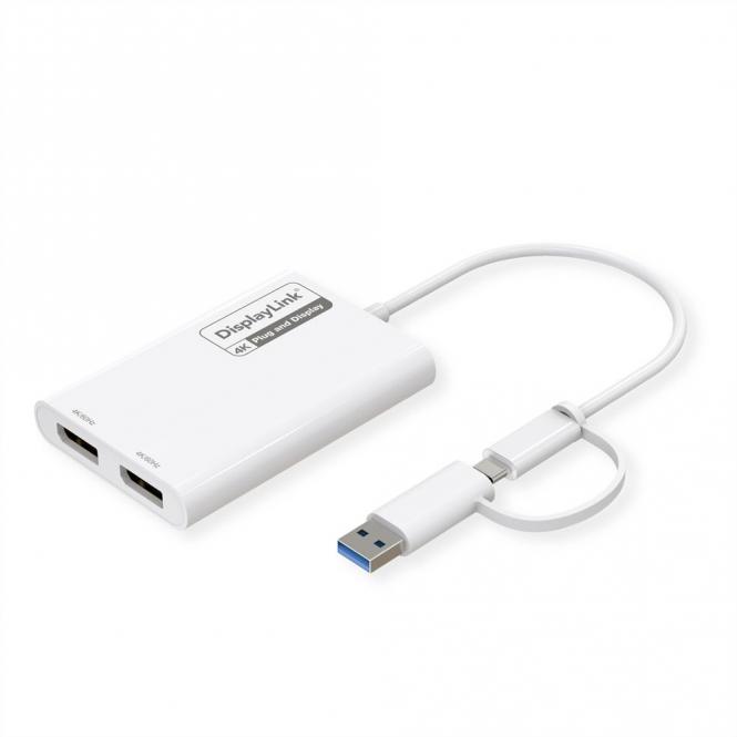 Multi-DisplayLink Adapter USB Typ A+C - 2x DP, 4K 