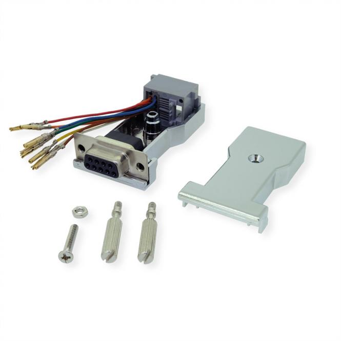 Adaptateur DB9 femelle-RJ45 femelle 8P / 8C 8 fils, argent 