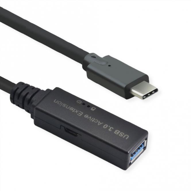 USB 3.2 Gen 1 Aktives Repeater Kabel, Typ A - C, schwarz, 10m 