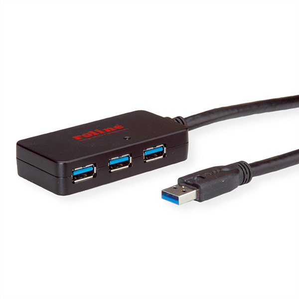 USB 3.0 4-Port Hub mit Repeater, 10m 